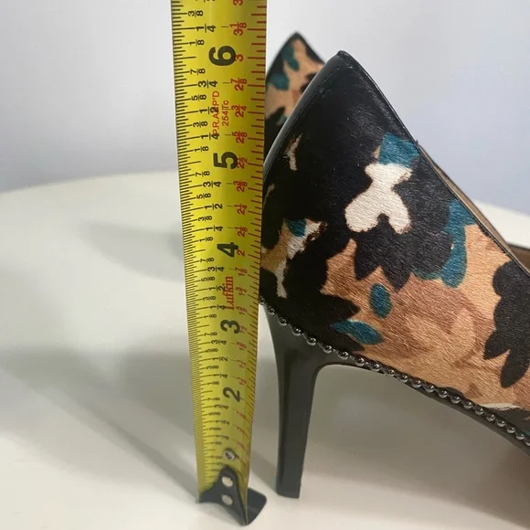 Coach Smith Beadchain Heels Floral Pointed Toe Haircalf Stiletto Pumps Sz 10 - Picture 9 of 9